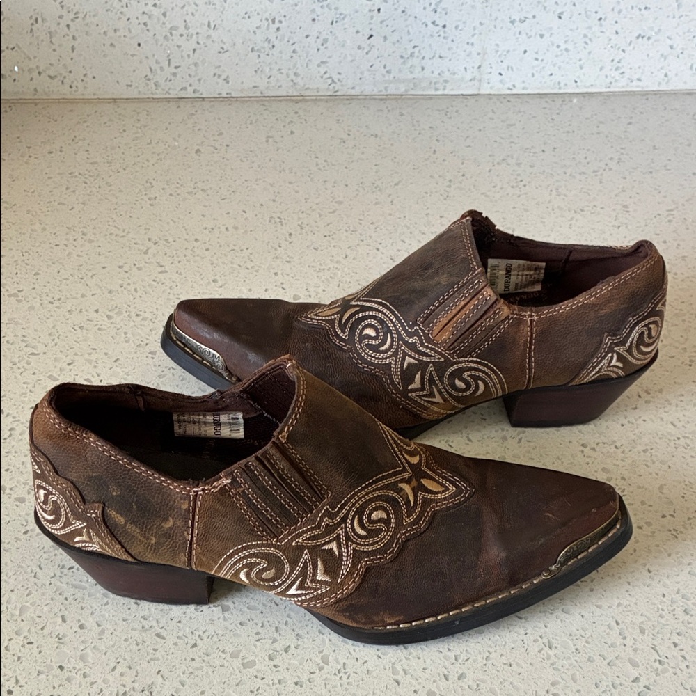 Durango Brown Western Slip-On Shoes